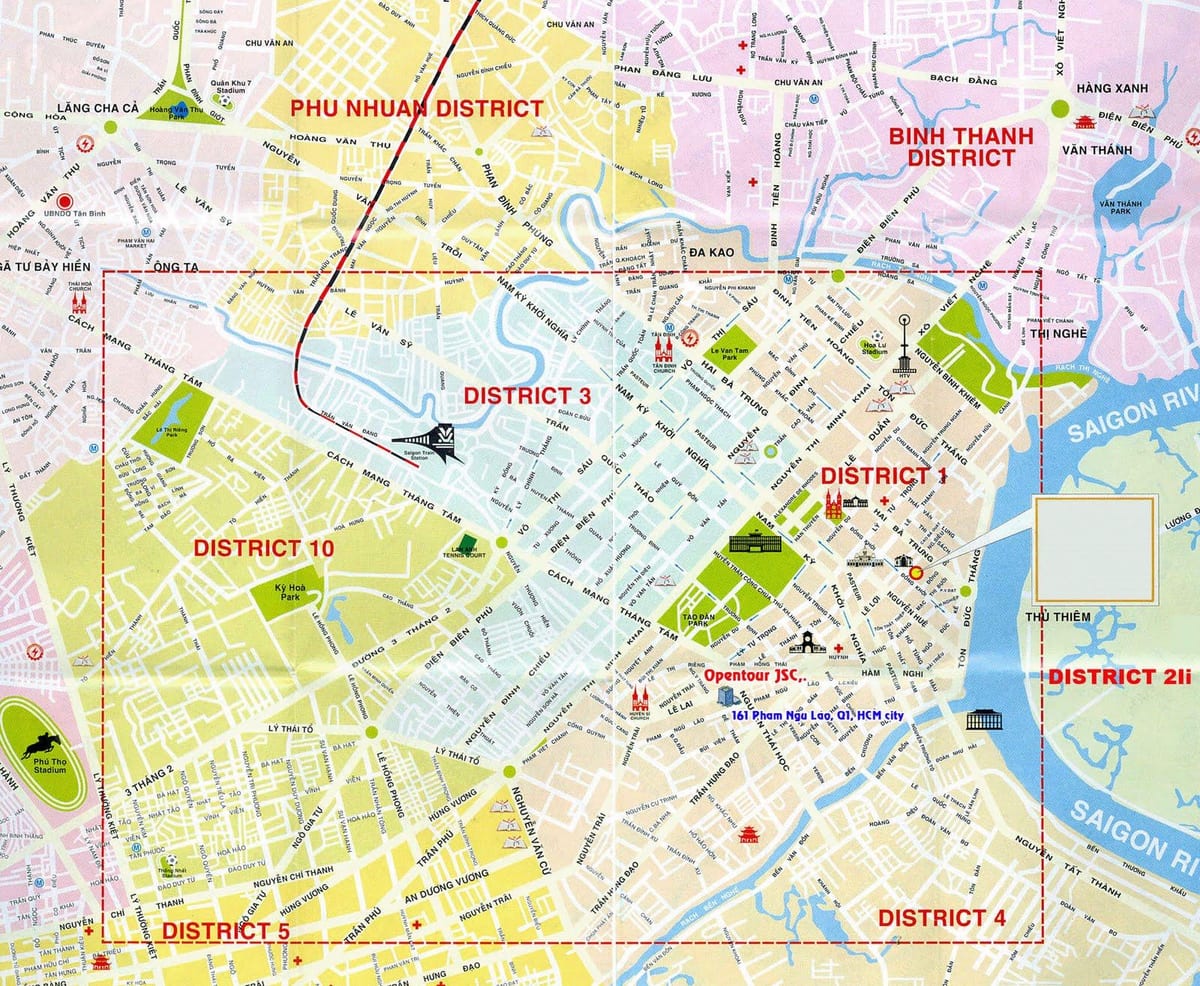 الخريطة السياحية ho chi minh city district 1